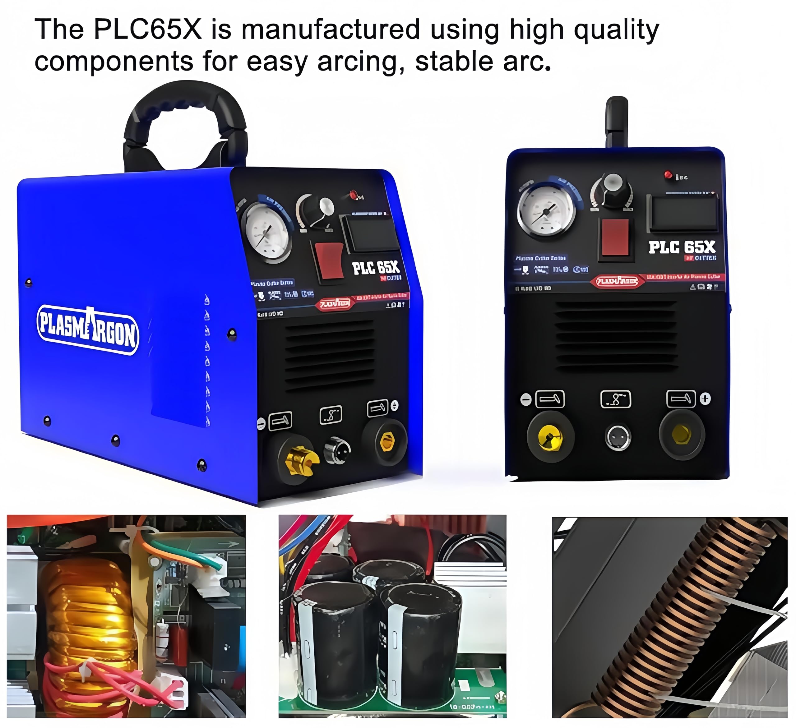 wycinarka plazmowa 65Amp bezdotykowy pilot, duży cyfrowy wyświetlacz, maks. grubość cięcia 18mm, 220V maszynka do cięcia plazmą - PLC65X