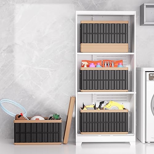 Miniatura 5 de ITYLIFE CITYLIFE Paquete de 4 contenedores de almacenamiento plegables, contenedores de almacenamiento de plástico apilables de 64 litros para