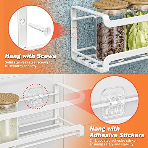 Miniatura 3 de Estante para especias montado en la pared, paquete de 4, organizador de especias que ahorra espacio para tarros de especias y condimentos,