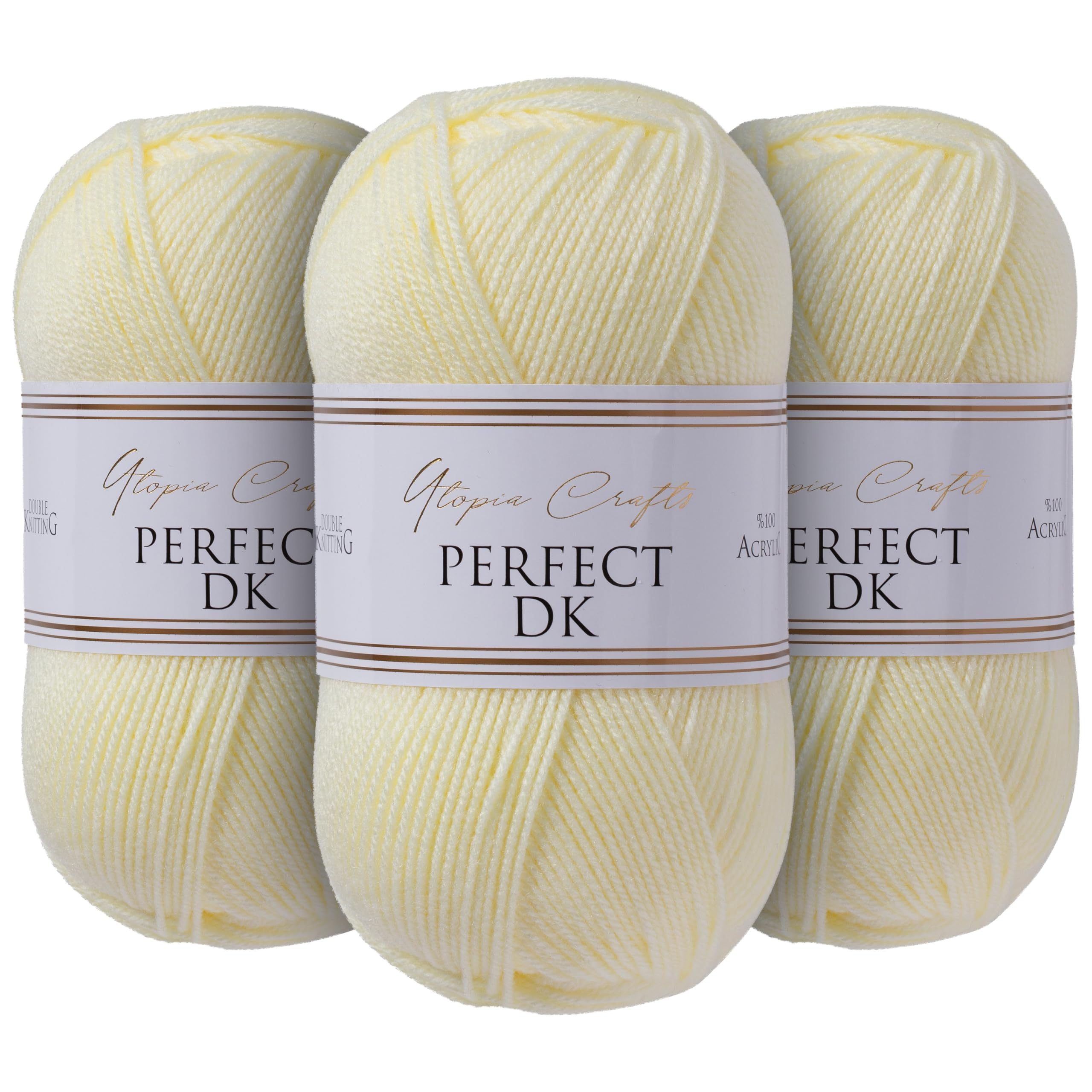Utopia Crafts DK Double Knitting Yarn 3X 100g (Baby Yellow)
