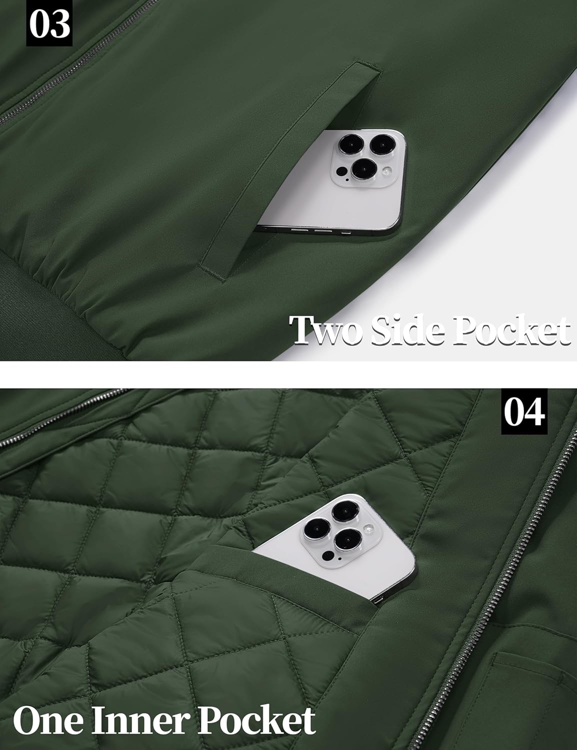 MAGNIVIT Men's Winter Bomber Jacket Windproof Warm Full Zipper Outer Wear Casual Flight Jacket Coat with Pockets - Image 7