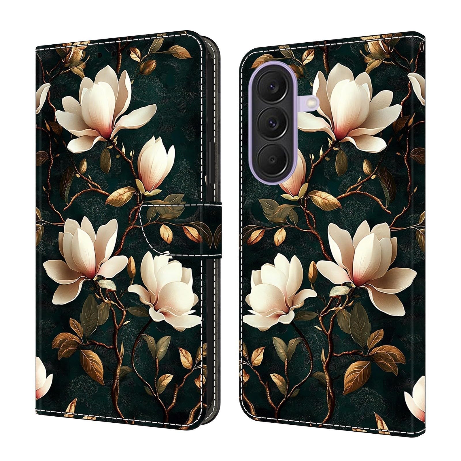 Generic Étui compatible avec Samsung Galaxy S20 (Motif : Magnolia) en cuir Portefeuille à rabat magnétique Motif