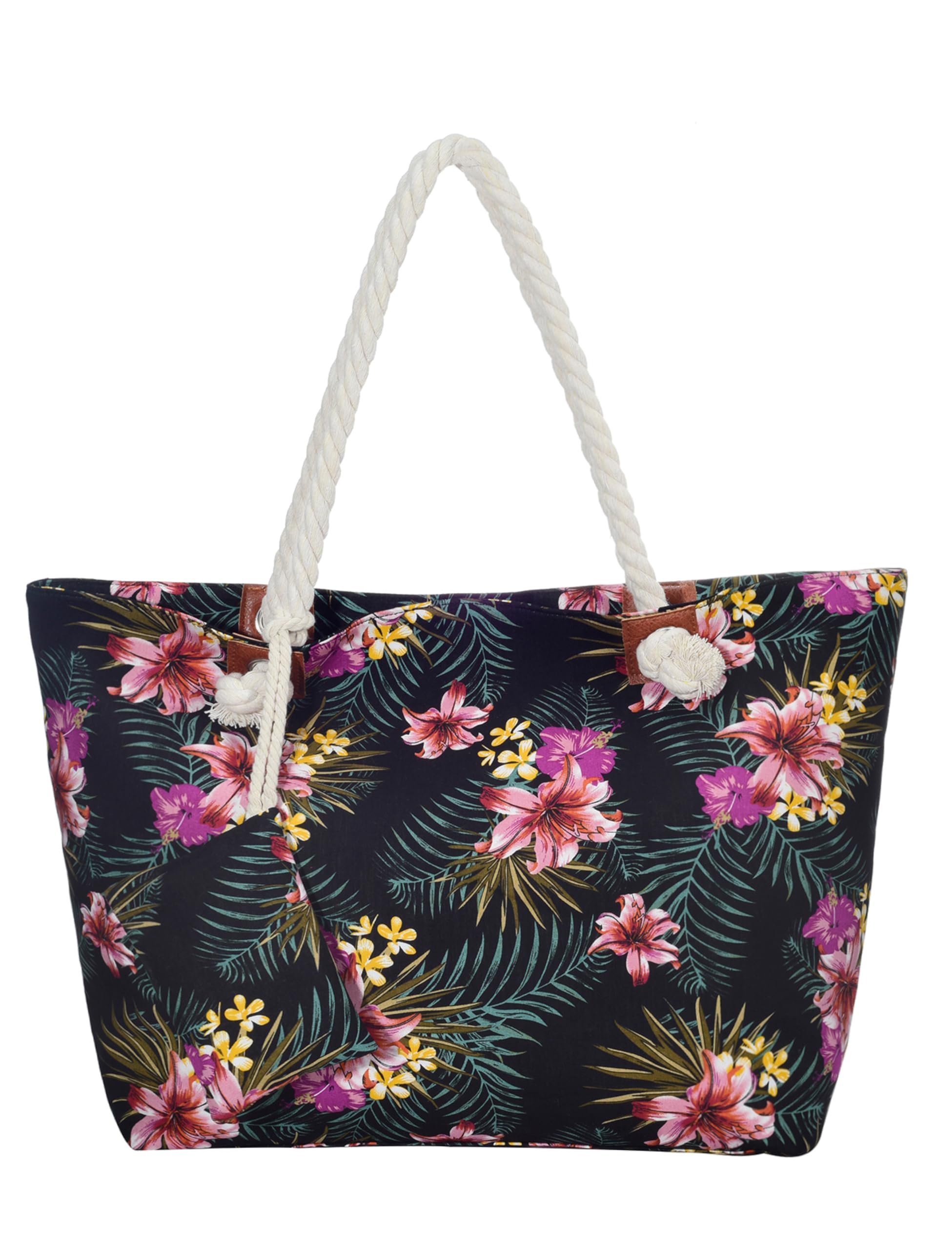 DonDon Strandtasche XXL mit Reißverschluss - Umhängetasche Damen, Shopper Tasche Damen im Beach Look mit Schulterriemen - Urlaub Must Haves Beach bag