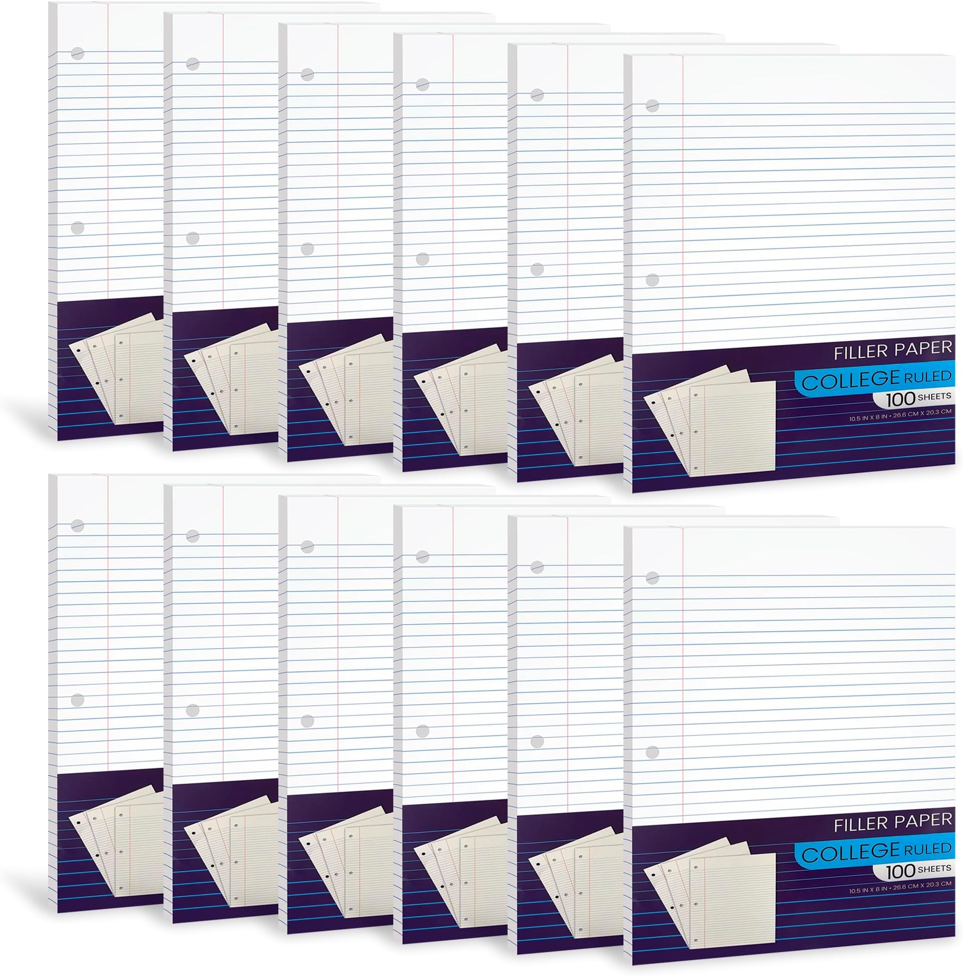 Notebook Paper Wide Ruled, Loose Leaf Paper Wide Ruled