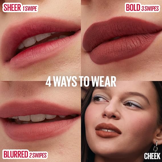 MAYBELLINE Super Stay Teddy Lip Tint, Long Lasting Matte Lipstick For Up To 12HR Wear, Baby Tee, 1 Count
