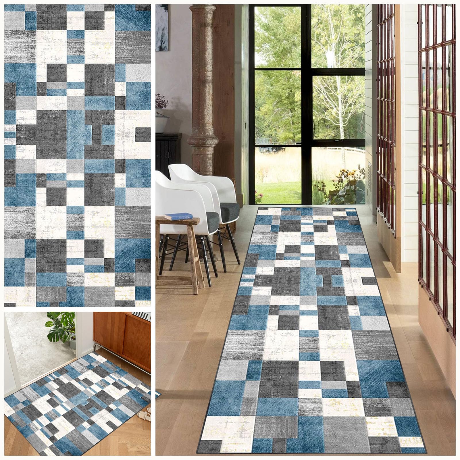 Tapis de couloir vintage antidérapant 60x300 cm pour cuisine