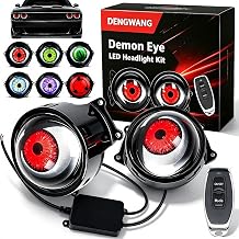 2027 Upgraded Demon-Eye LED Headlight Kit, Animated Demon Eye LED Projector Headlight Kit with 6/33 Light Modes, Realistic Moving Ghost Eye Car Headlight with Wireless Remote, 6 Mode B-2pc