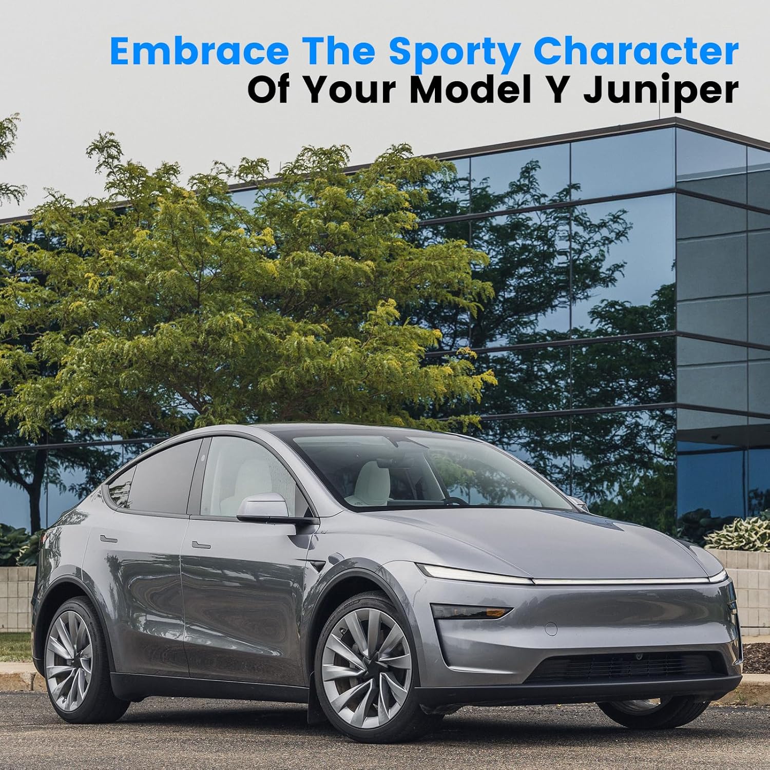 Hubcaps Fit for Tesla Model Y Juniper 2025 2026, 19" Silver + Black Wheel Covers with Center Caps, Cross-Spoke Design Rim Covers, Easy Clip-On Installation for Model Y Juniper Accessories