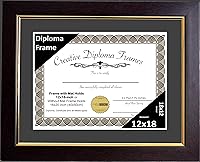 Vista 31 de Creative Picture Frames Marco de diploma de caoba de 7 x 9 pulgadas con borde dorado, incluye caballete de vidrio negro y ganchos de pared