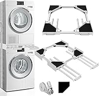 Vista 9 de Kit de apilamiento para lavadora y secadora Kiss Core 29 pulgadas, kit universal de apilamiento para lavadora y secadora con estante de secado