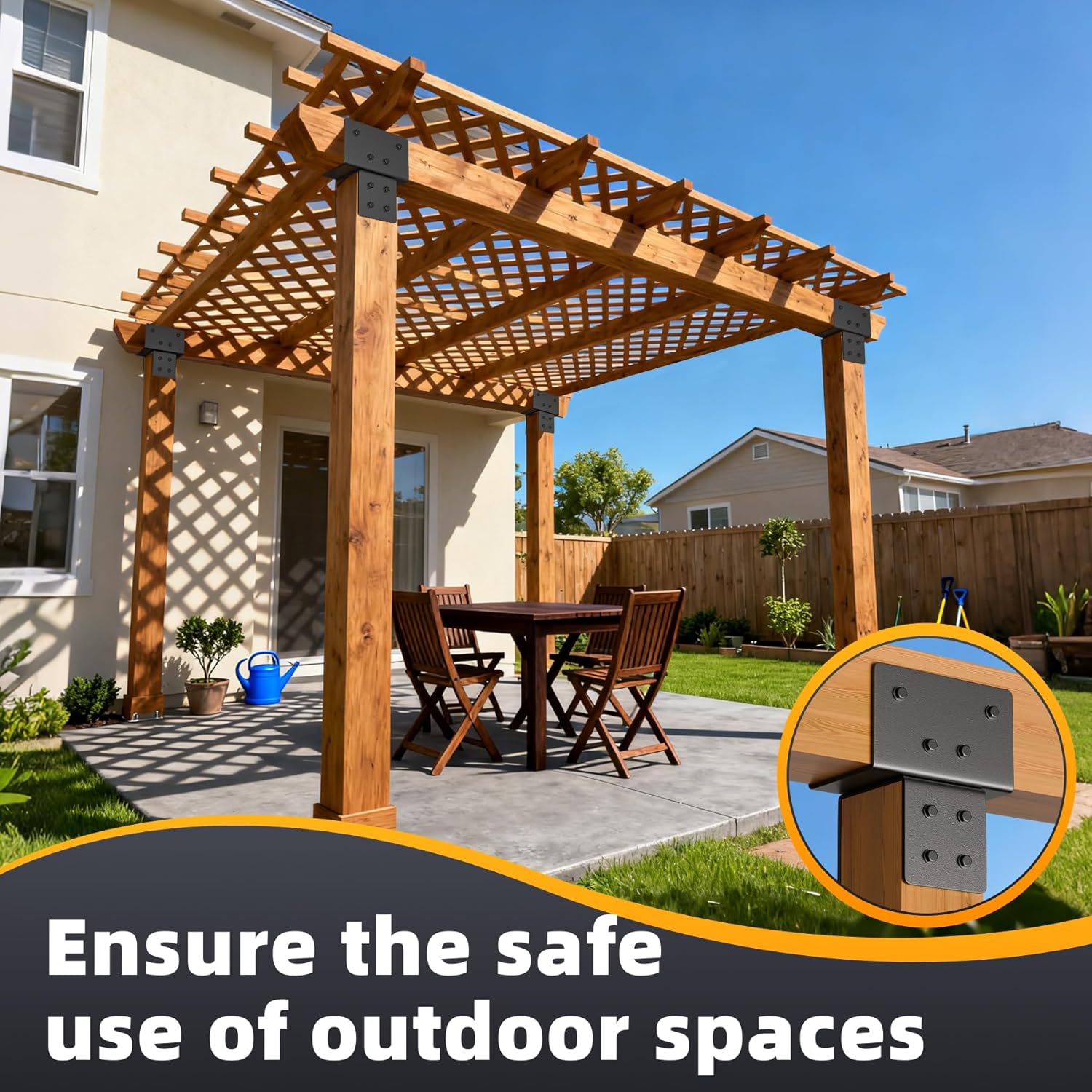 2 Pack 4x4(Actual 3.5"x3.5") Post Caps Tie Bracket, Stainless Steel Post to Beam Connectors for Wood, Heavy Duty Post Anchor Connector for Pergolas, Gazebos, Decks Porches-Black