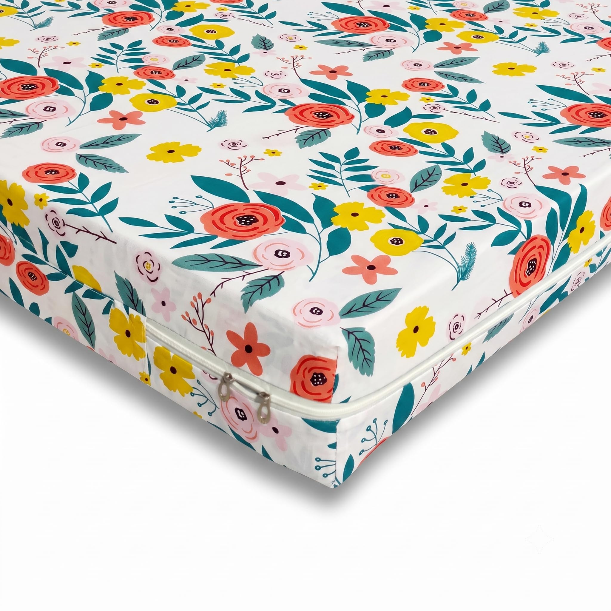 WELLFIT® Premium Glace Cotton 300 TC Mattress Cover | Protector for Single Size Bed with Zip/Chain/3×6 ft / 36×72×6 inch