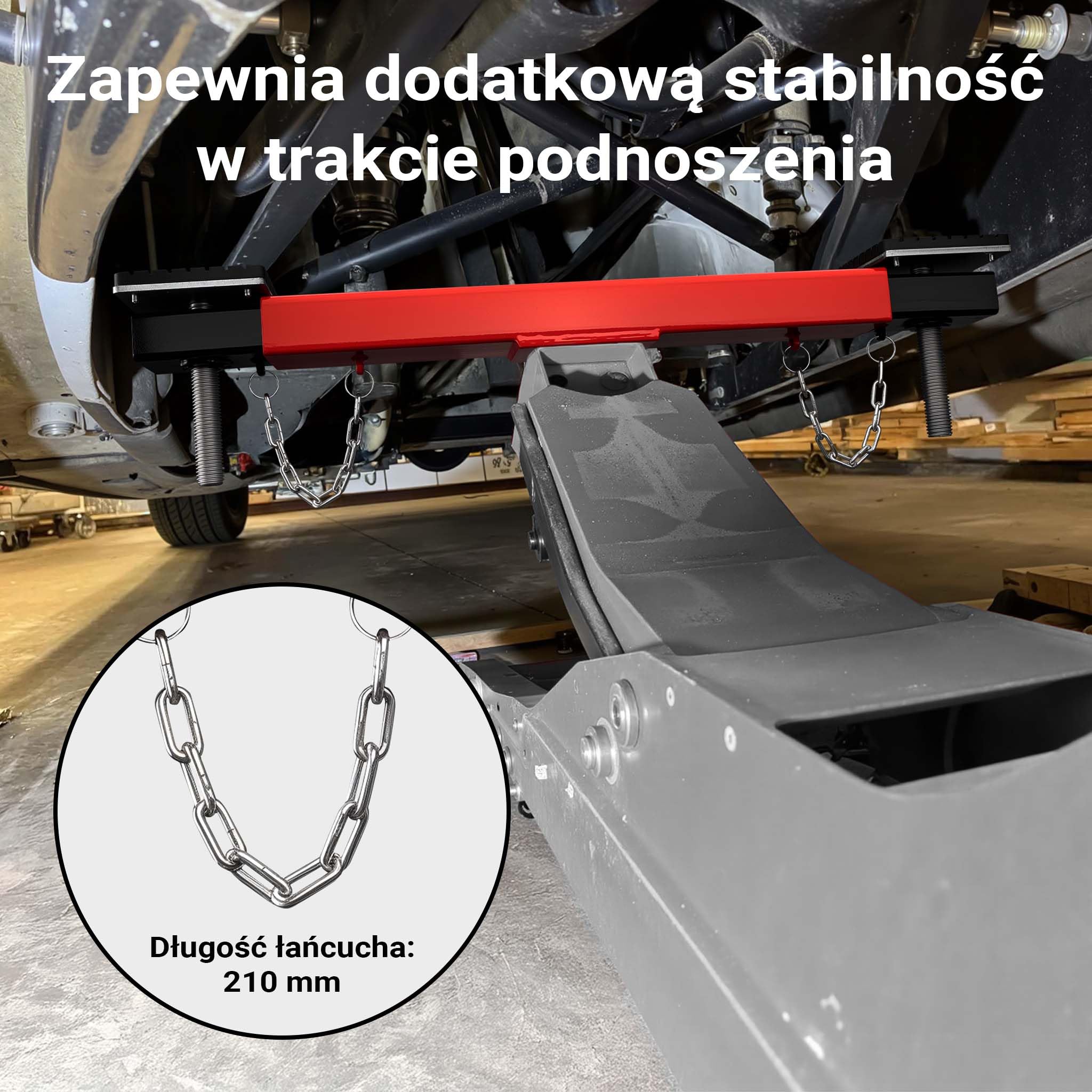 Wiltec belka poprzeczna mostu podnośnikowego 2000kg Belka poprzeczna mostu podnośnikowego z gumowymi podkładkami