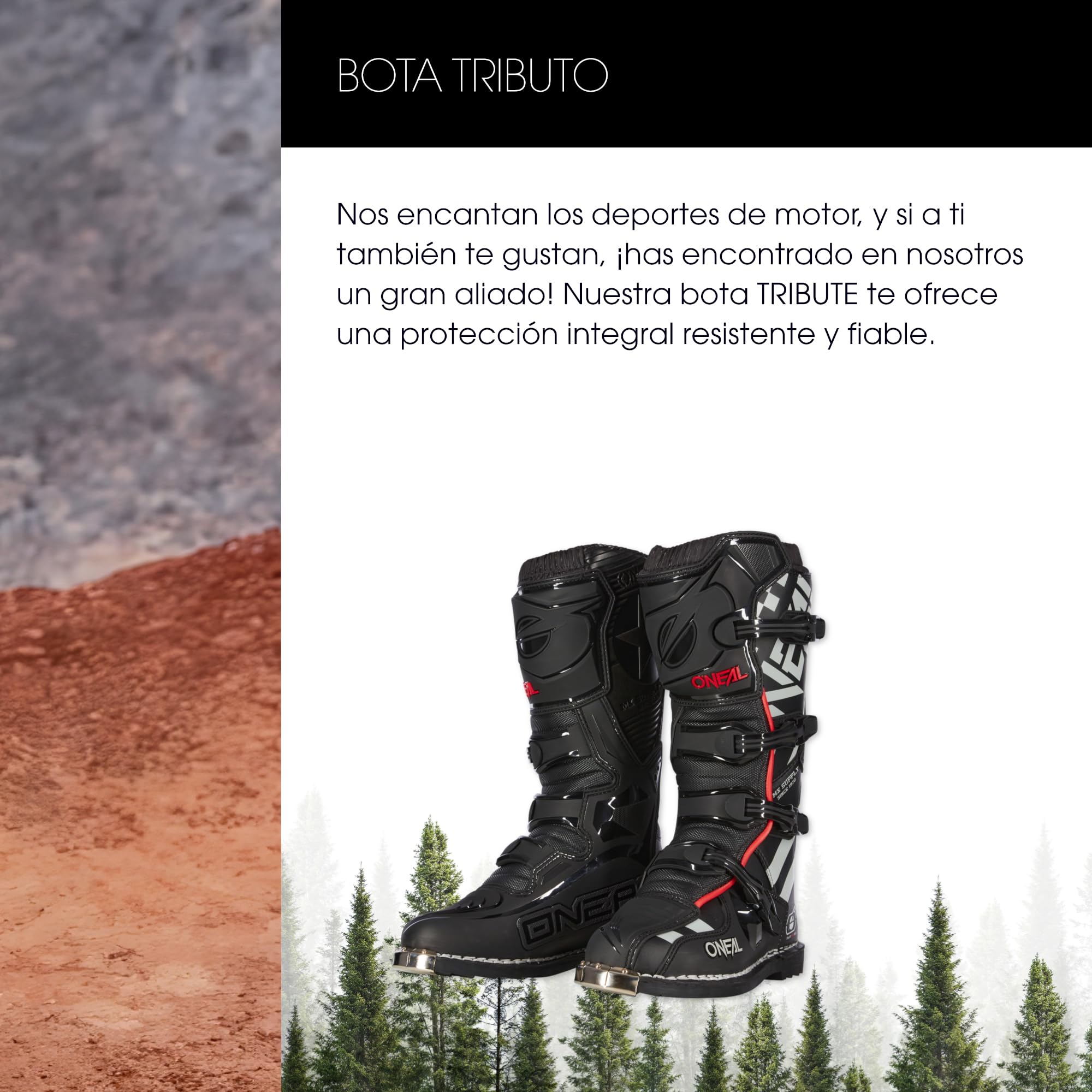 O'Neal | Botas de Motocross MX Enduro | Protección de Suela metálica, Cierres de Hebilla fácilmente Ajustables | Bota Tributo Squadron V.21 | Adulto | Negro/Gris | Talla 44/10,5