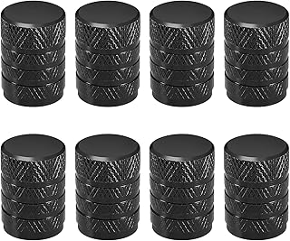 EMSea Pack of 8 Tyre Valve Stem Caps for Schrader Valves, Aluminium Alloy Screw-On Dustproof Valve Cover for Car, Motorcycle, Bicycle, Electric Vehicle, Black