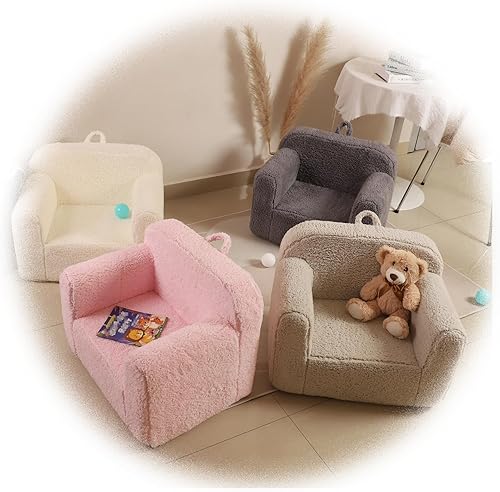 Miniatura 8 de Silla de Sherpa Suave y Acogedora para Niños, Silla de Espuma Acogedora para Niños Pequeños para Niños y Niñas, Crema