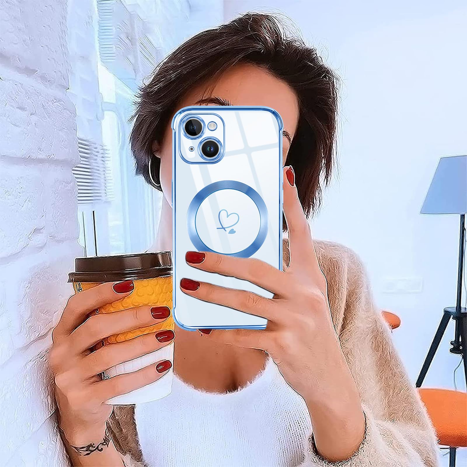 Custodia IPhone 15 Pro Max Con Laccio - Magnetica MagSafe, Silicone Sottile, Design Cuore, Nero - Foto 9