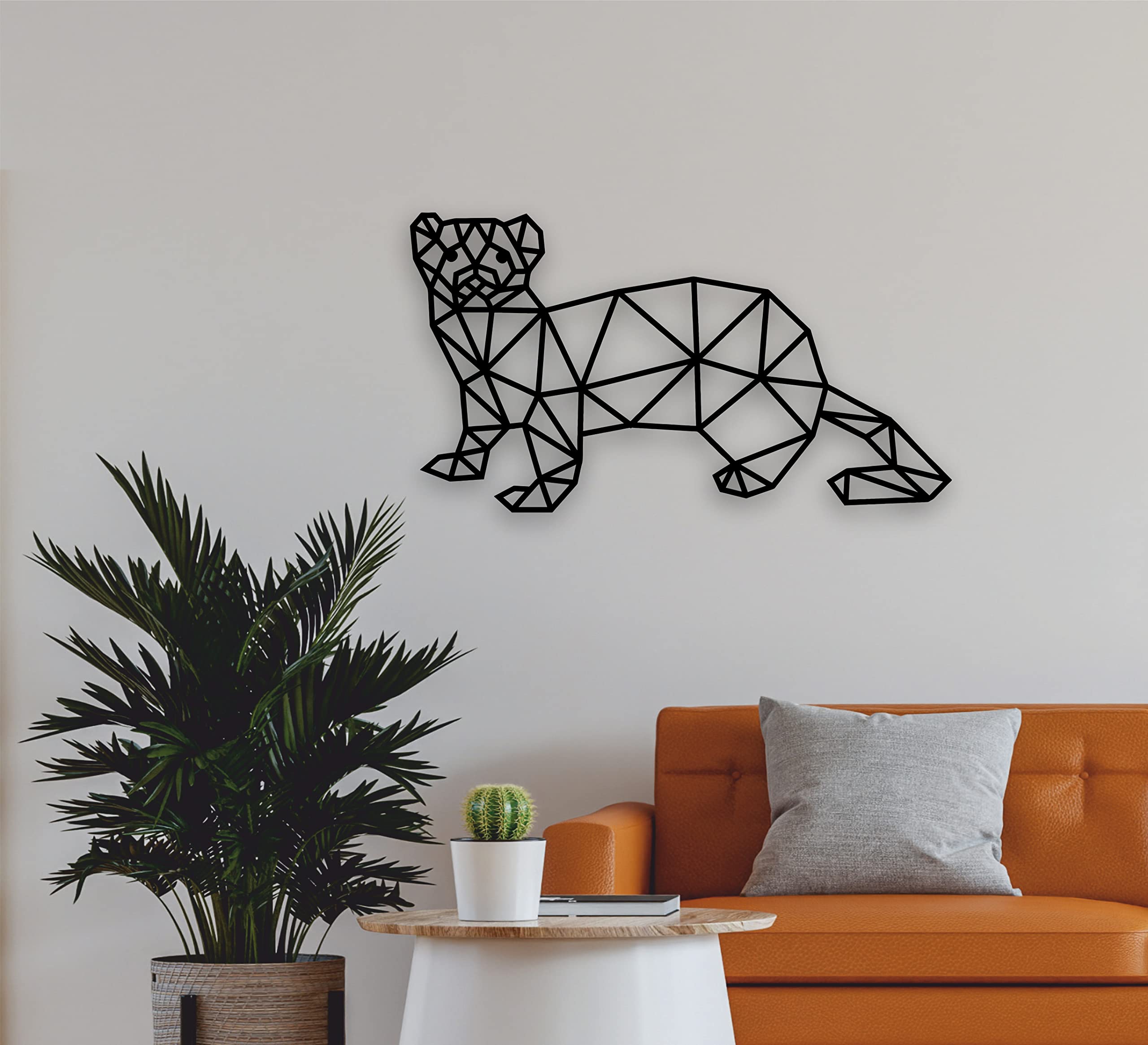 Decorazione murale in metallo furetto, arte murale in metallo animali (45x25cm)