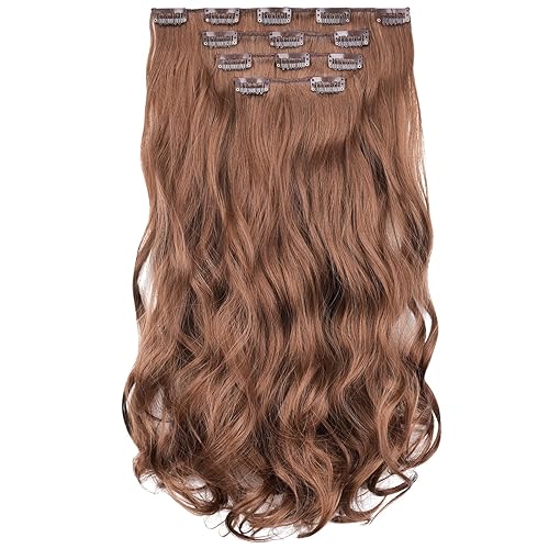 SYXLCYGG Extensiones de cabello castaño 4 piezas de extensiones de cabello sintético ondulado de 18 pulgadas 5.5 onzas, cabello rizado, para mujer, SYXLCYGG Extensiones de cabello castaño 4 piezas de extensiones de cabello sintético ondulado de 18 pulgadas 5.5 onzas, cabello rizado, para mujer,