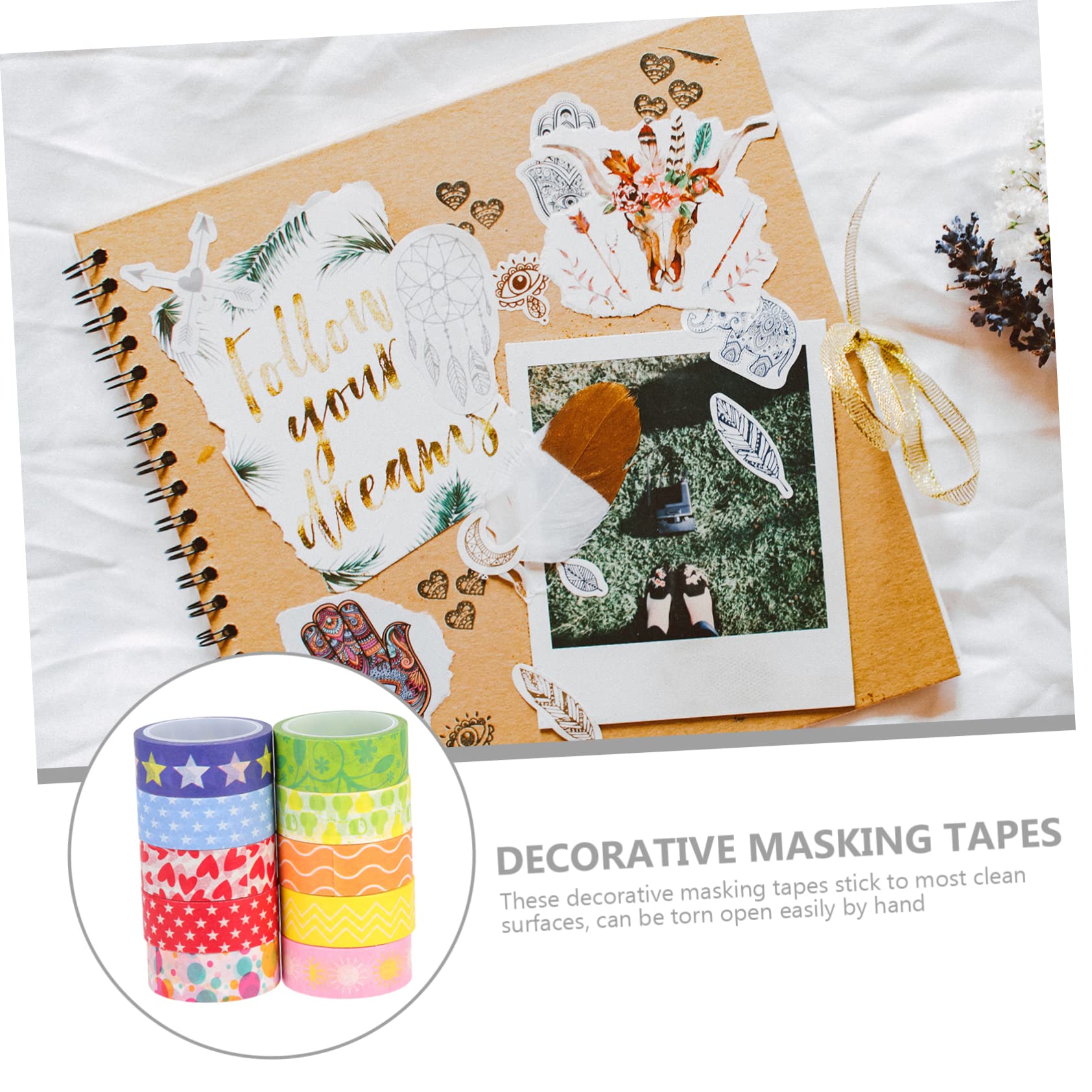ABOOFAN 40rollos Cinta Washi Decorativa De Navidad Cintas De Papel Para Manualidades y Scrapbooking Elementos De Fiesta Temática Navideña Fácil De Usar y Reposicionar Para Decorar