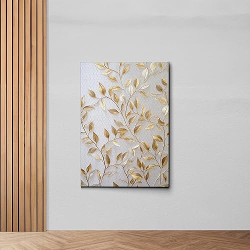 Miniatura 7 de Original Ginkgo biloba Print On Canvas, Modern Textured Gold Wall Art, Abstract Gold Leaves Print, Living room Wall Decor, Wall Art Canvas, Wall