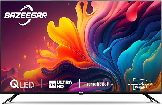 BAZEEGAR 109 cm (43 inches) Infinity Series 4K Ultra HD Smart QLED Android TV BAZQL43F1 (Black)