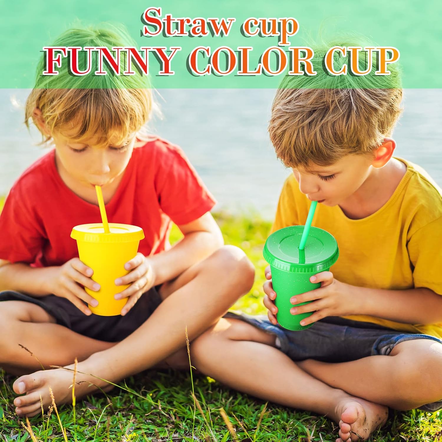 Sieral Cups with Straws and Lids Kids Tumbler with Straw Reusable Water Bottle Iced Coffee Travel Mug Adults Plastic Cups for Parties 16 oz(Simple Colors,30 Pack) - Image 6