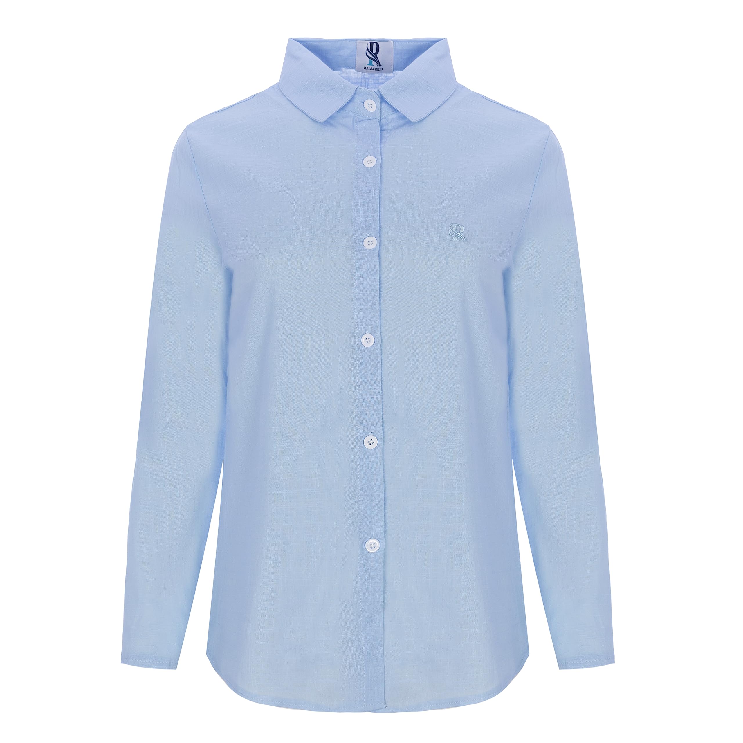 R RAALFIELD Camisa Manga Larga Mujer, Lino y Algodón Verano Casual Blusa Camisa Cuello en V Camiseta Ligera Tops Fiesta Original Suave Cómoda