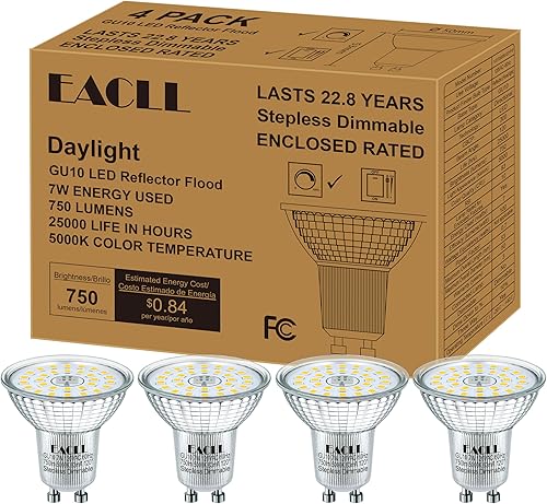 Miniatura 8 de EACLL MR16 GU10 LED Bulb Dimmable, 5000K Daylight, 7W Equivalent 75W, 25,000 Hours Lifetime, Energy Efficient Light, 750 Lumens 120 Degree Flood