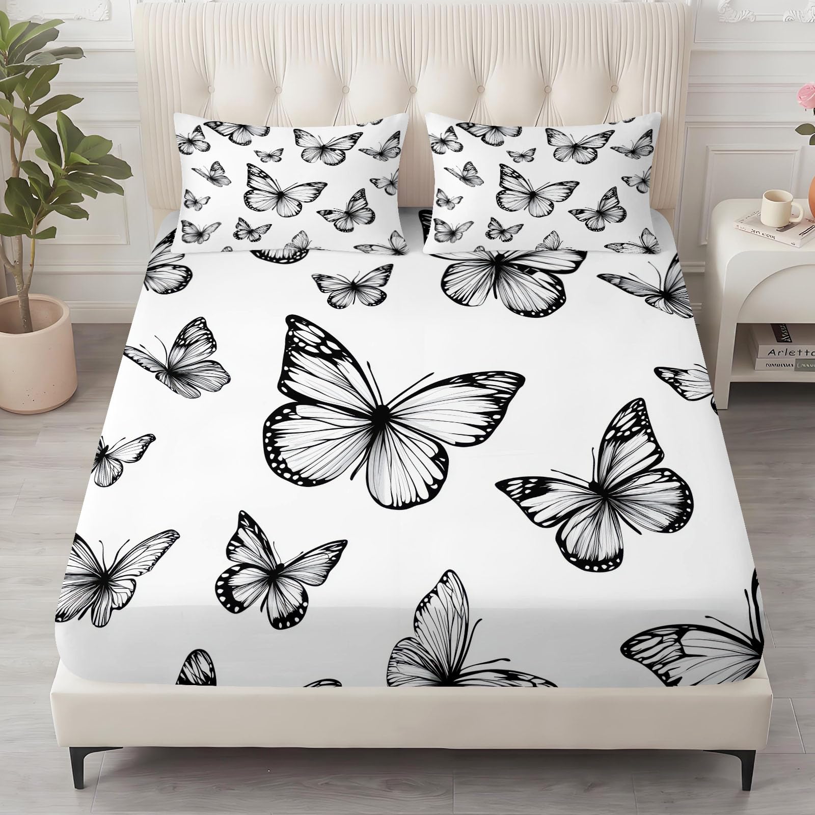Sábana bajera minimalista de 140 x 200 cm, microfibra, para niños y adultos, color blanco, para colchón de hasta 30 cm de altura con 2 fundas de almohada