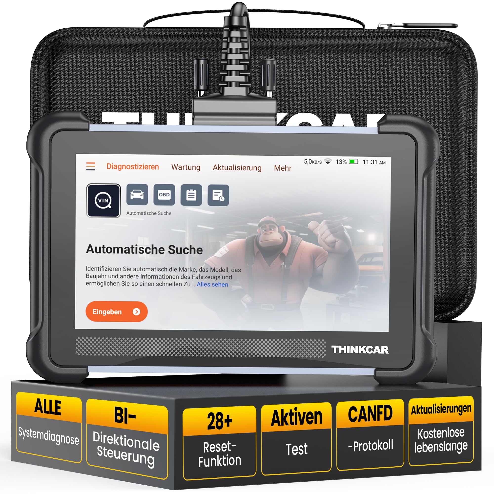 OBD2 Diagnosegerät, ThinkScan 672 Diagnosegerät Auto Mit 28+ Reset-Funktion Und Volle Systemdiagnose, Auslesegerät Auto Für Aktives Testen/Erweiterte ECU-Codierung/BI-Direktionale Steuerung/CANFD