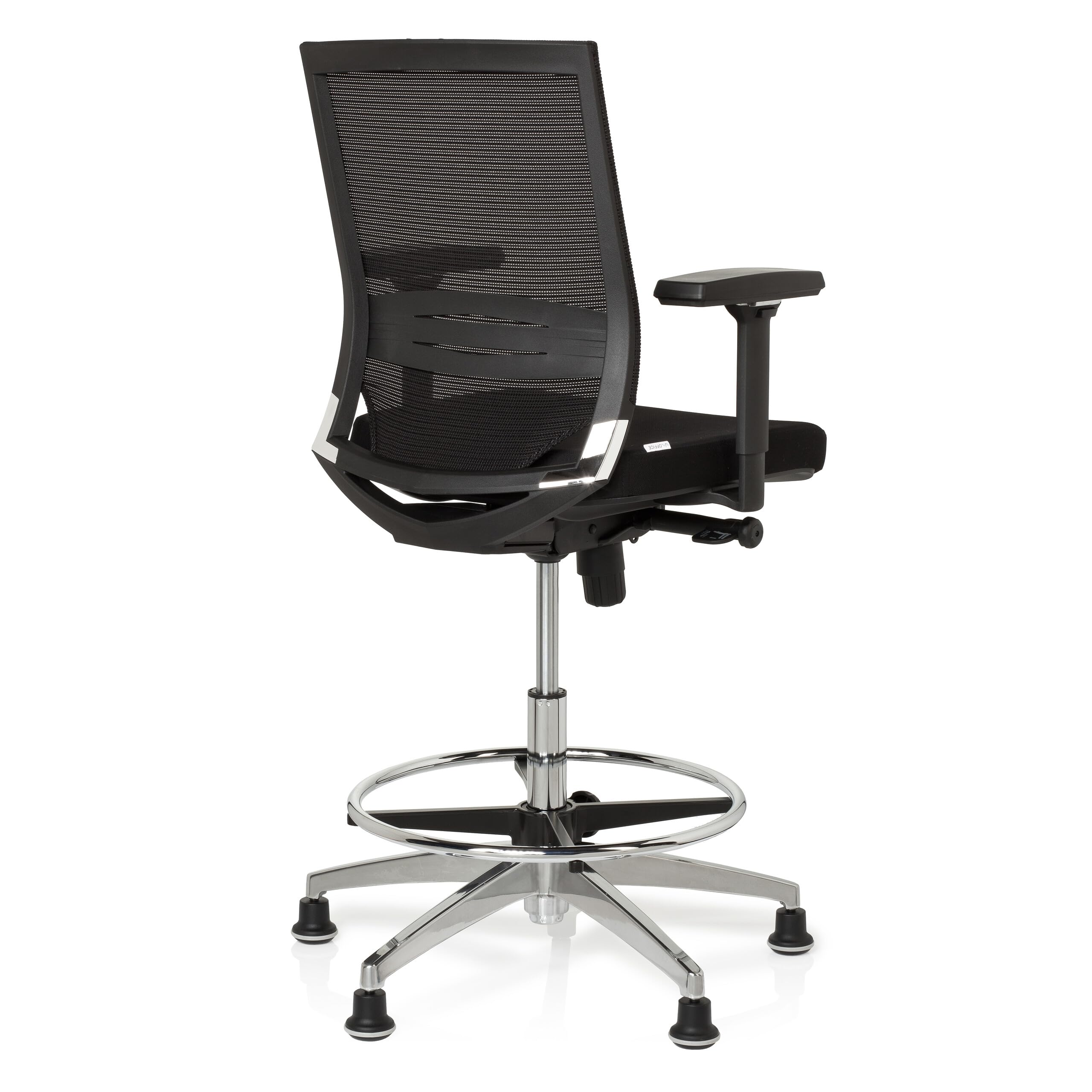 hjh OFFICE 657550 Arbeitsstuhl Counterstuhl TOP Work 77 Stoff/Netz Schwarz Bürostuhl hoch, ergonomisch, Stuhl & Fußstütze höhenverstellbar