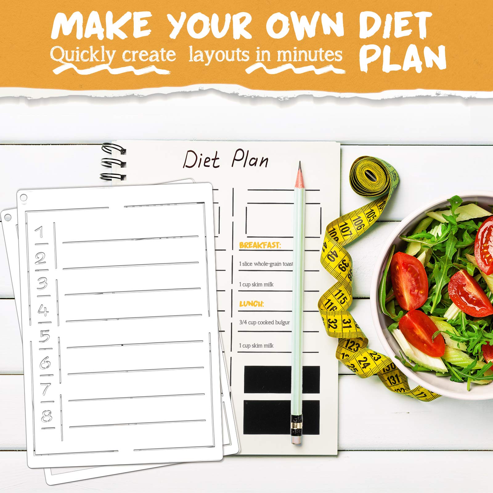 Zonon 16 Pcs Journal Stencil Plastic Planner Bullet Ultimate Productivity Speedy Spread Journal Stencils Back to School Supplies for DIY Notebook Schedule Templates A5 Dotted Calendar Habit Record - Image 6