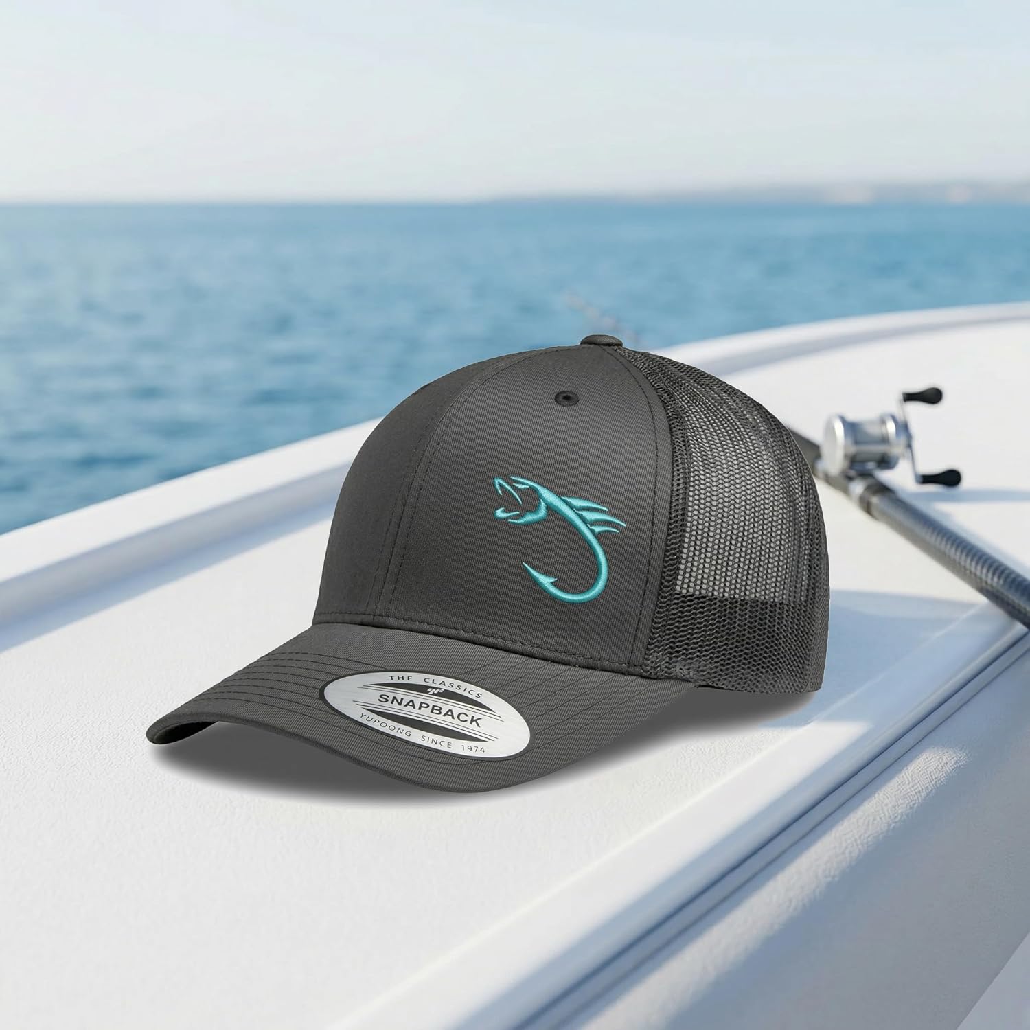 Embroidered Fishing Trucker Hat – Breathable Mesh Snapback Cap for Men & Women, Dad Fishing Gift, Outdoor Hat