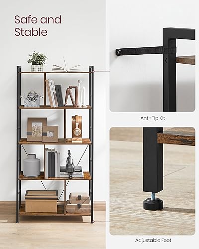 Miniatura 8 de VASAGLE Estantería de 5 niveles, estantería de almacenamiento, estante de exhibición con compartimentos abiertos para sala de estar, oficina en