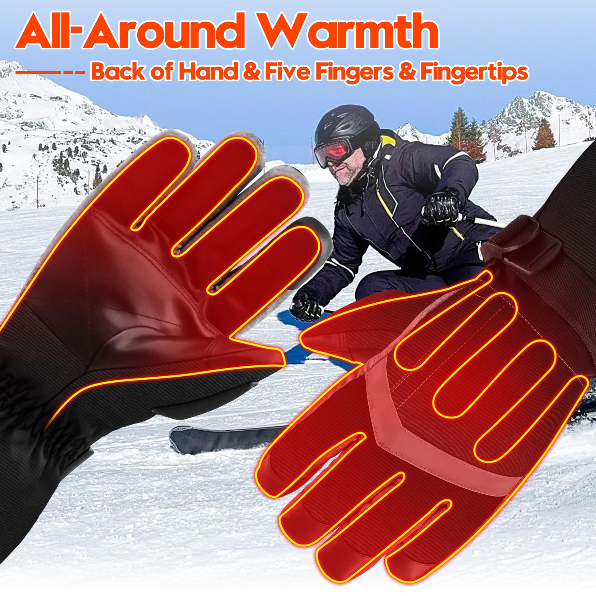 Guantes térmicos para hombres y mujeres, 6000 mAh, batería recargable, guantes calentadores de manos con pantalla táctil, guantes de esquí impermeables con calefacción eléctrica para invierno, trabajo