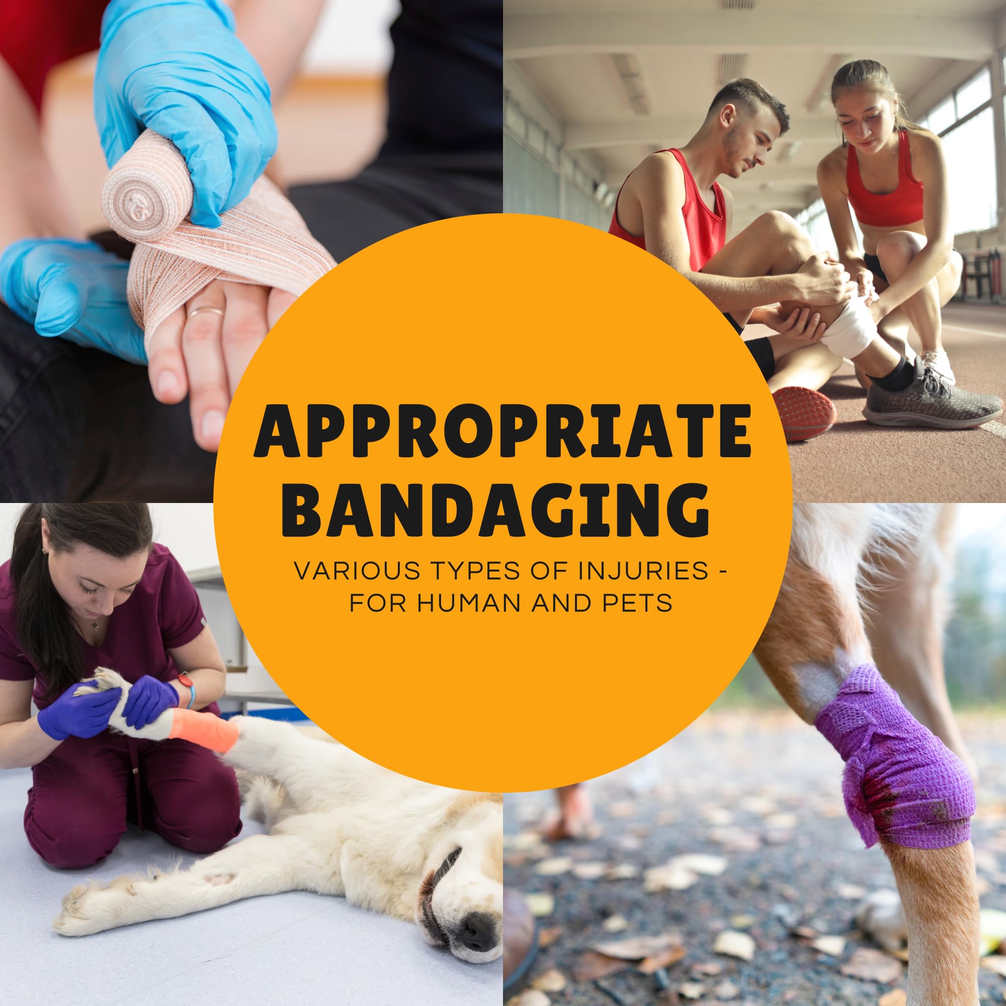 Vet Wrap Self Adhesive Bandage | Breathable, Stretchable, Non Woven | Size 5cm x 4.5m | Cohesive Tape for First Aid to Dogs, Horses, Cats, Sports (8) — view 6