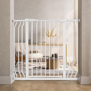 BalanceFrom 29.1-43.3" Easy Walk-Thru Baby and Pet Safety Gate with Hold-Open and Auto-Close Adjustable Steel Barrier for Stairs, Doorways, and Hallways, No Drilling Installation