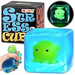 Squishy Stress Cube Fidget Toys Adults - Glow in The Dark Octopus Sensory Toys for Kids with Autism Stress Balls for Kids Squeeze Toys for Anxiety Stocking Stuffers for Grandkids