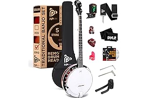 Complete Pyle Banjo Kit with Remo Banjo Head for Experts and Beginners Alike