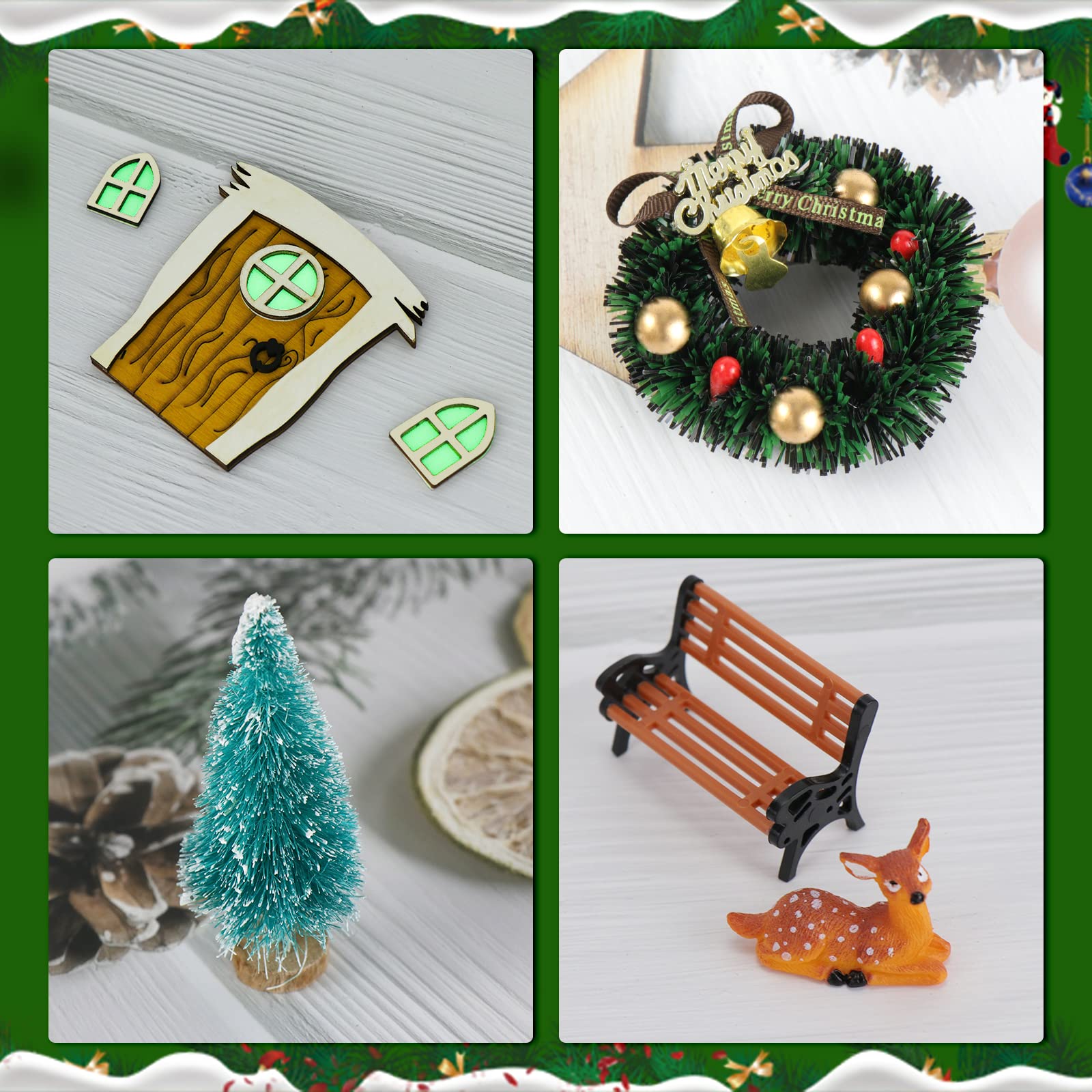 Kit Porte De Lutin De Noël - 67 Pièces En Bois DIY - Décoration Magique Avec éclairage Pour Enfant - 9
