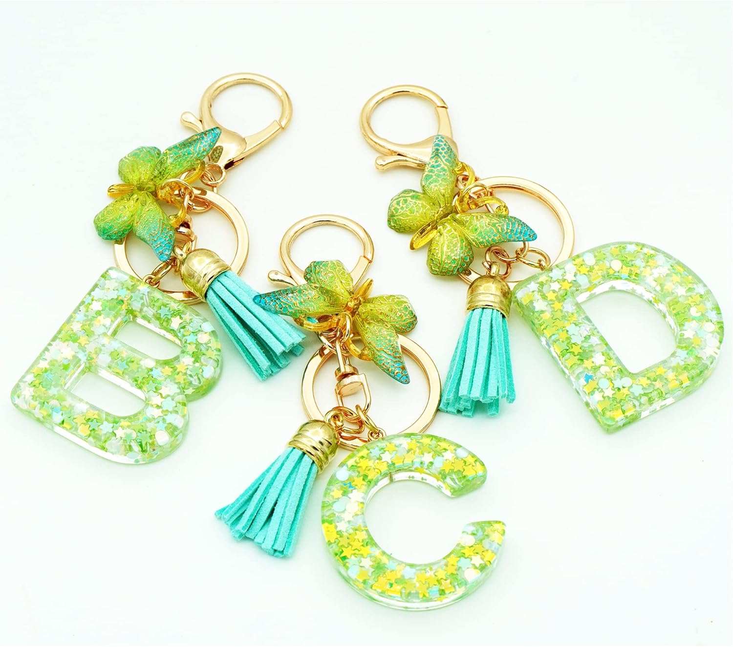 TTYY Initial Letter Keychain for Women Gift for Young Teenage Girl Gifts for Christmas to Mom Daughter green tassel - Image 7