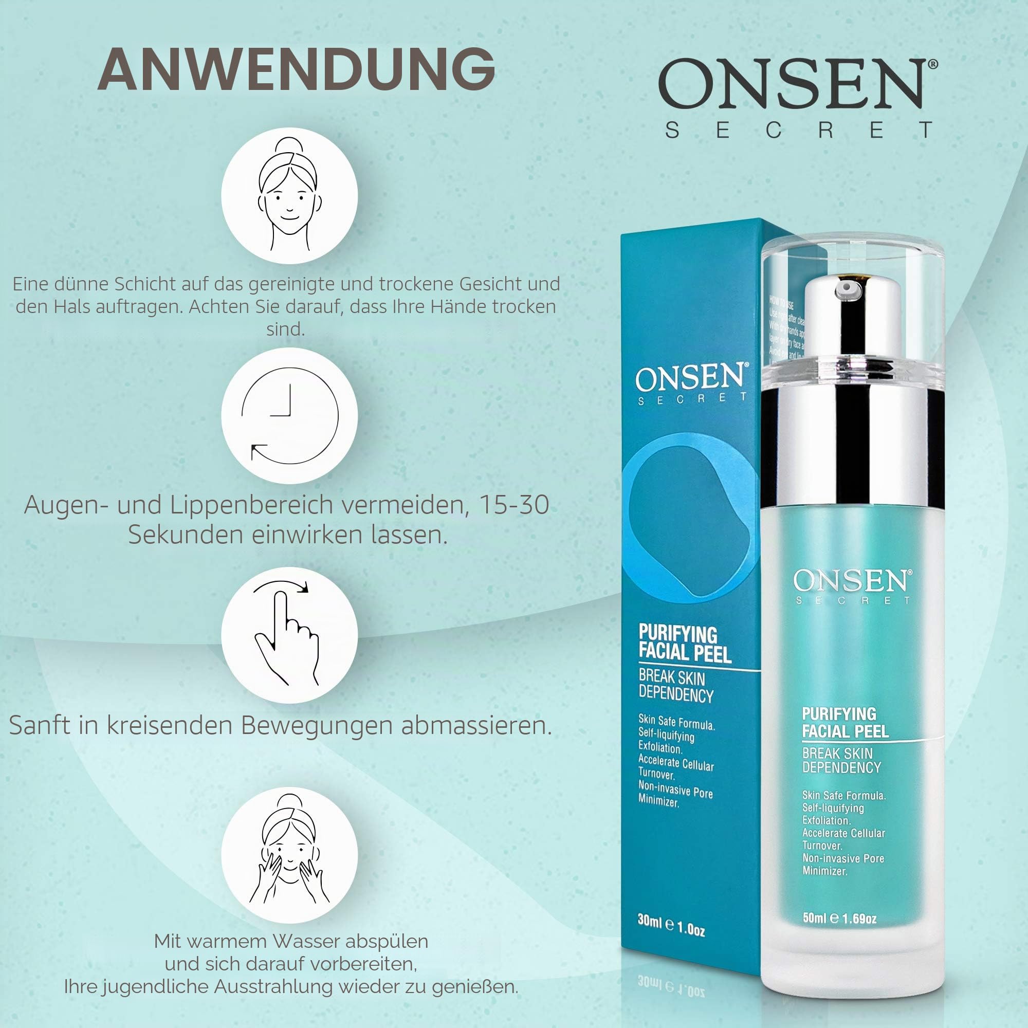 Peeling Gel (50ml) by Onsen Secret - Täglicher Sanfter Gesichtspeeling, Dunkelfleckenentferner, Organisches Gesichtspeeling für Empfindliche Haut, Natürliches Aufhellendes Peeling-Gel für Frauen
