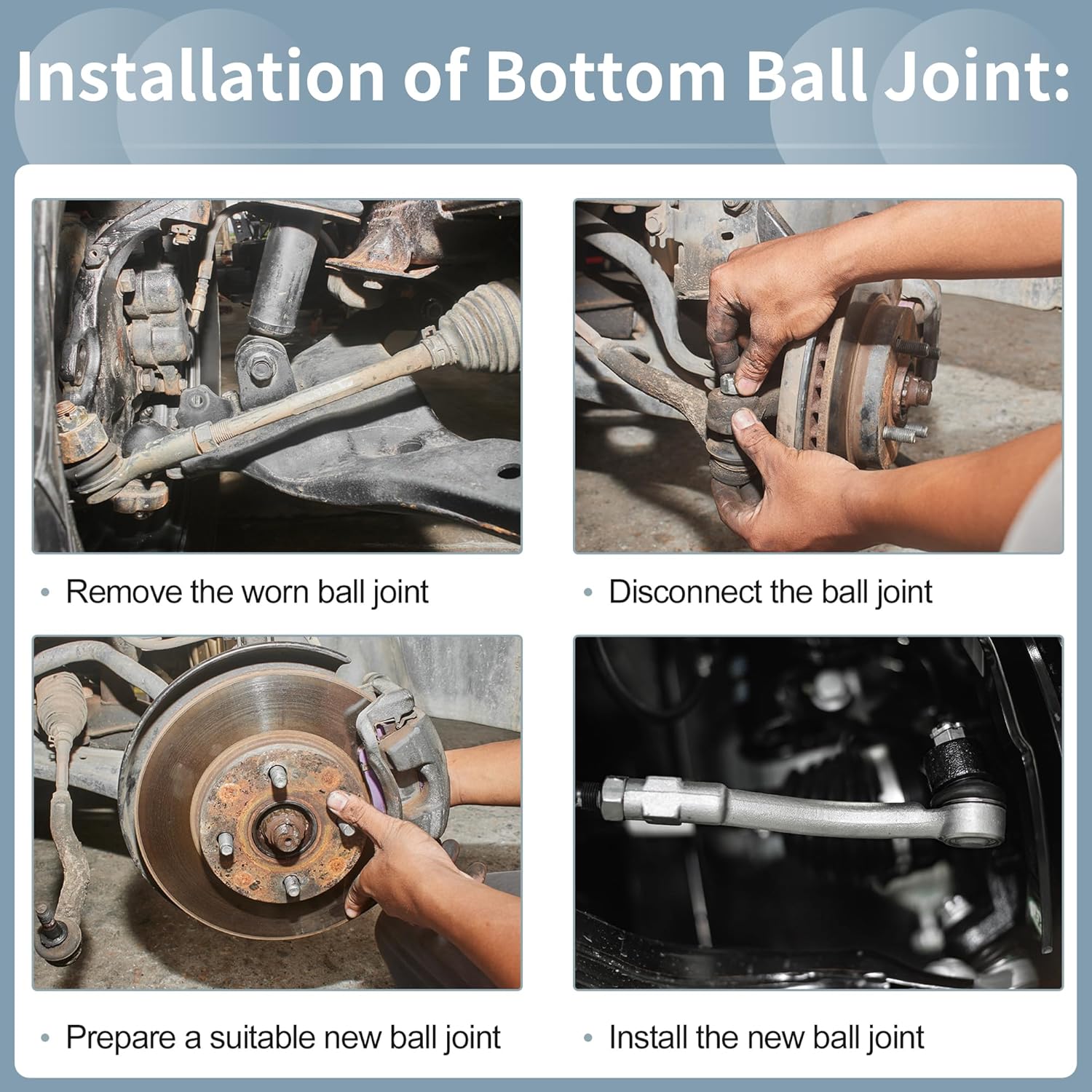 4pcs Front Upper & Lower Ball Joint Kit No.0313BJPACK for Dodge for Ram 2500 3500 4x4 5.9L/6.7L 2003-2013 for Cummins Diesel Suspension Upper Lower Ball Joints KR7467/KR0316