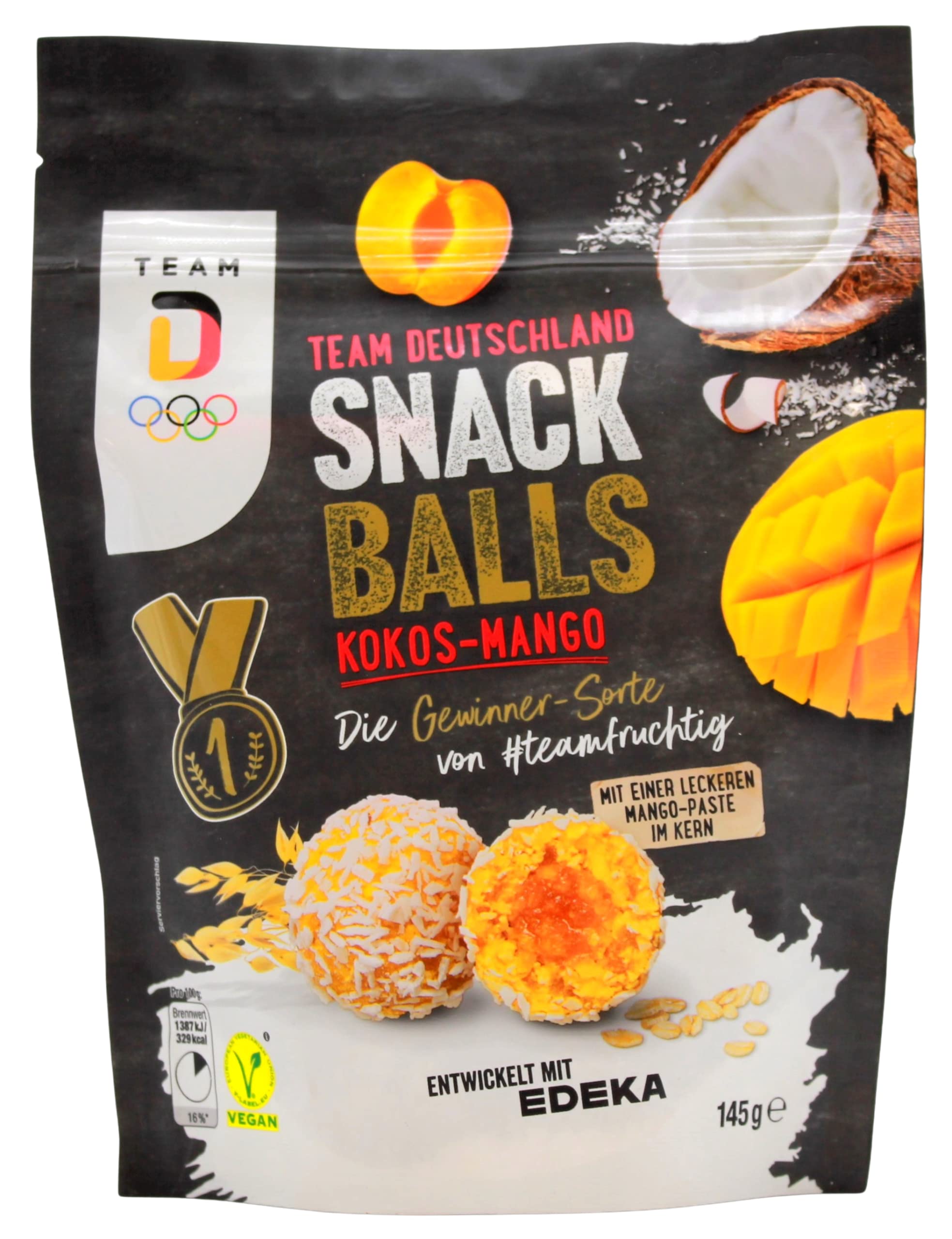 Edeka Snack Balls Team Deutschland Kokos-Mango, 5er Pack (5 x 145g)