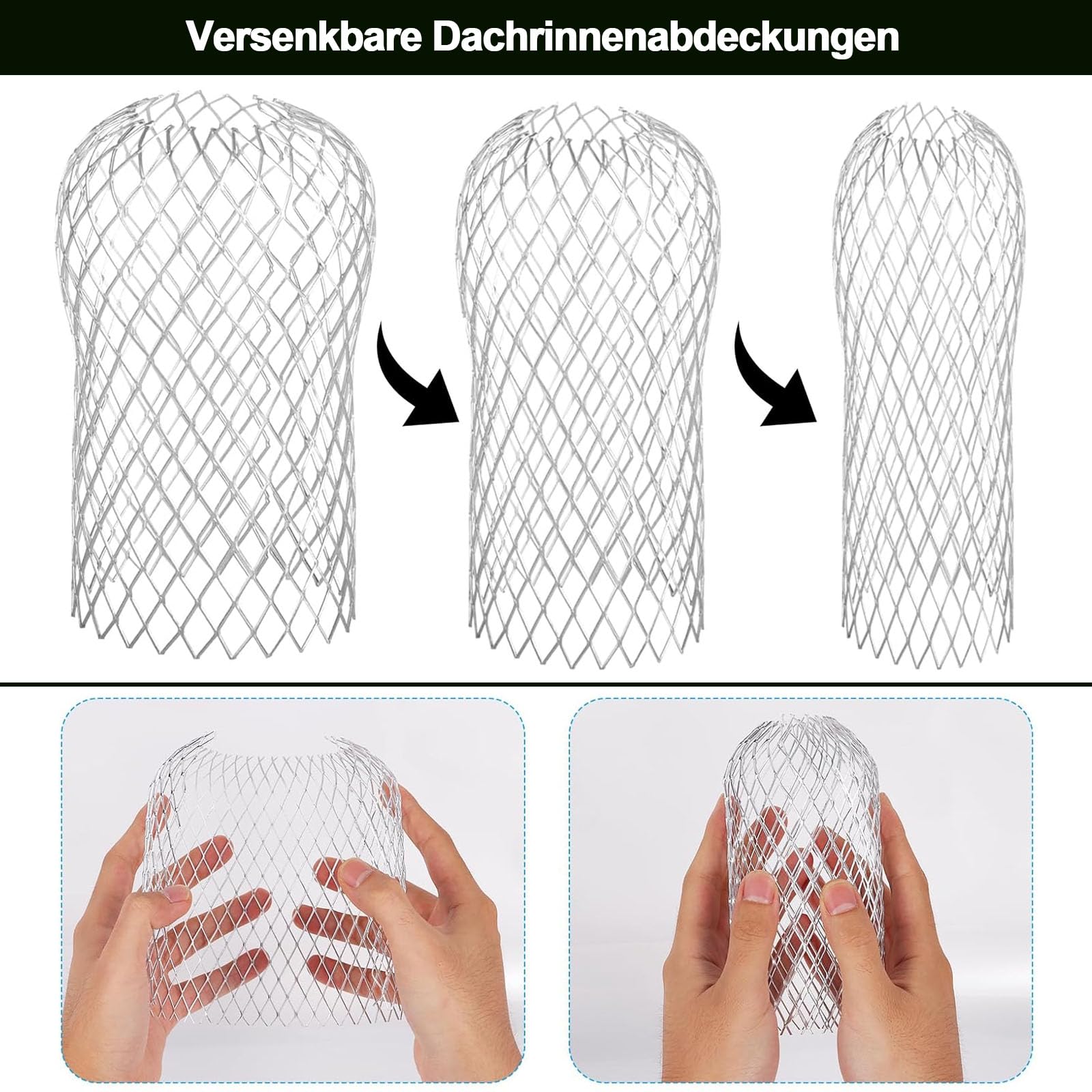 Osłona rury spustowej, ochrona rynny dachowej, 4 sztuki, sitko rynnowe, ochrona rury spustowej, wysokość 17 cm, ochrona rynny dachowej, ochrona przed liśćmi, aluminiowa ochrona przed rdzą, do rur