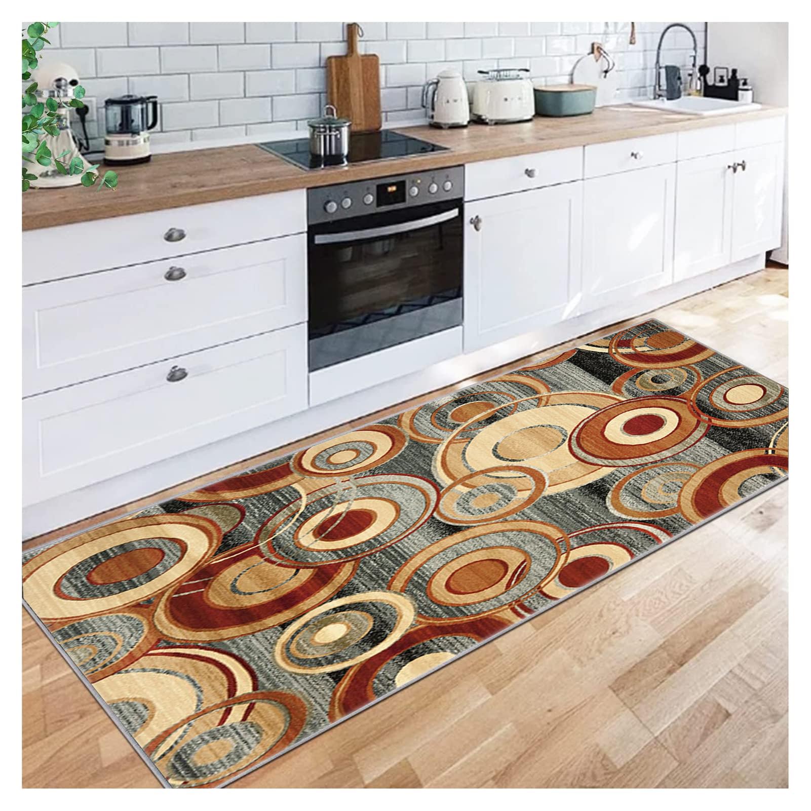 Siunwdiy Long colorful Hallway Runner Rug, Non Slip Washbale Floor Carpet Runner Rug Laundry Room Area Rug Soft Kitchen Rugs Durable Entrance Door Mat, Wide 27" X Long 137",70X350CM