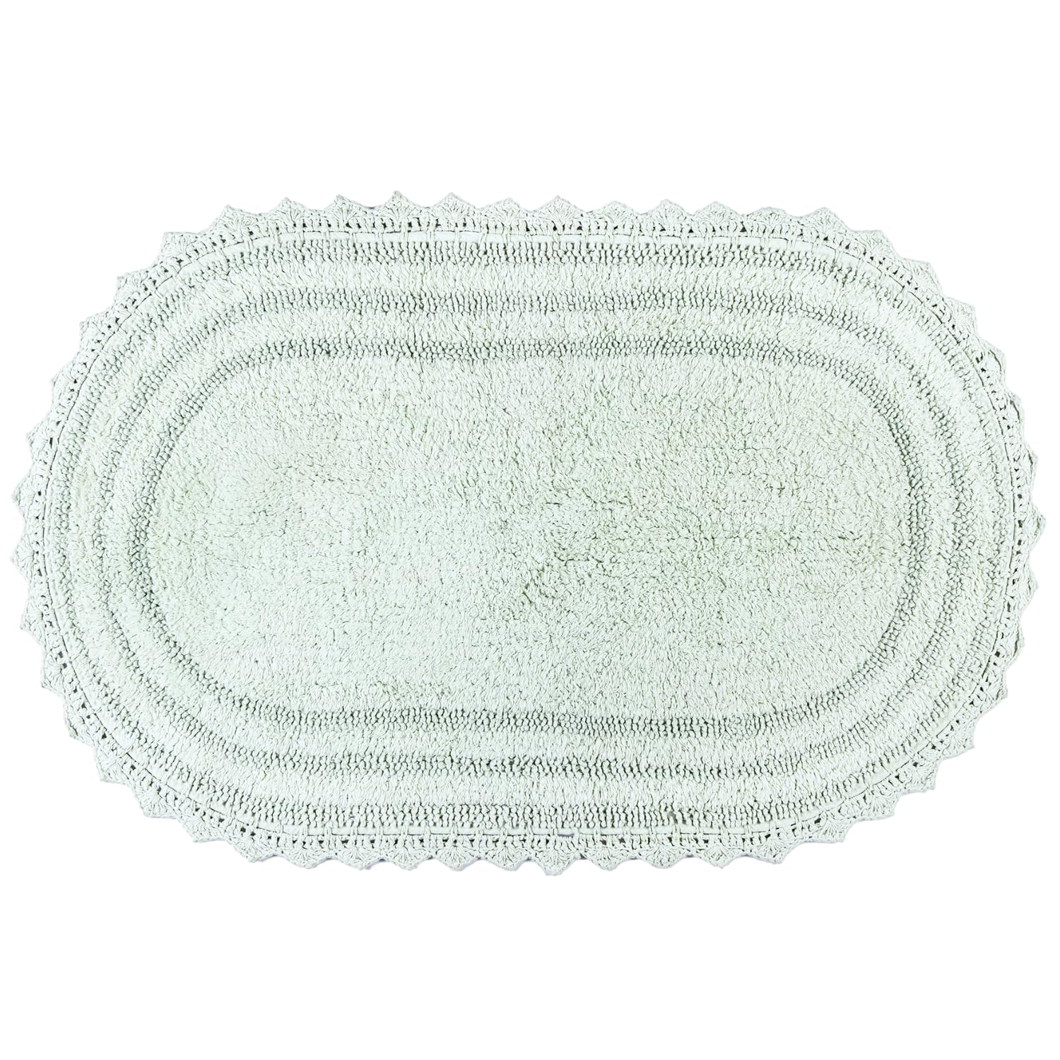RAJRANG BRINGING RAJASTHAN TO YOU (Oval 60cm x 43cm , Mint Green) - Soft Cotton Oval Crochet Bath Rug - Mats for Bathroom, Shower, Bath Tub, Sink, Toilet - 43cm x 60cm - Green