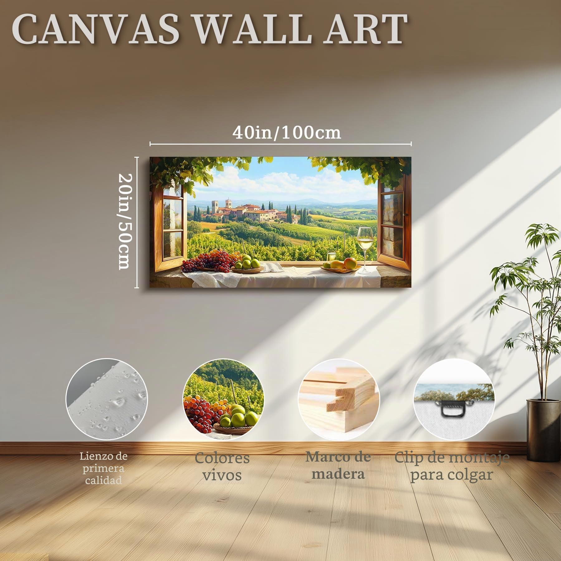 MHARTK66 Artística Montaña Paisajes Cuadros Decoracion Moderno 50x100 cm | vista de ventana, hd nítida, lienzo tensado a mano, ganchos metálicos, fácil de limpiar y colgar, apta para varios espacios.