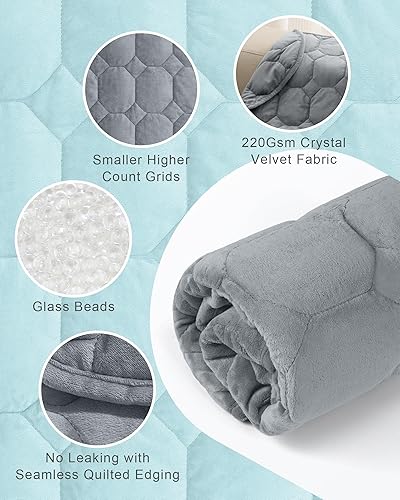 Miniatura 4 de Cottonblue Manta de Regazo con Peso de 7 libras, Manta con Peso de Terciopelo de Cristal de Lujo Acogedora para Adultos, Manta con Peso Pequeña